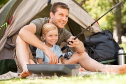 Father fishing with his son