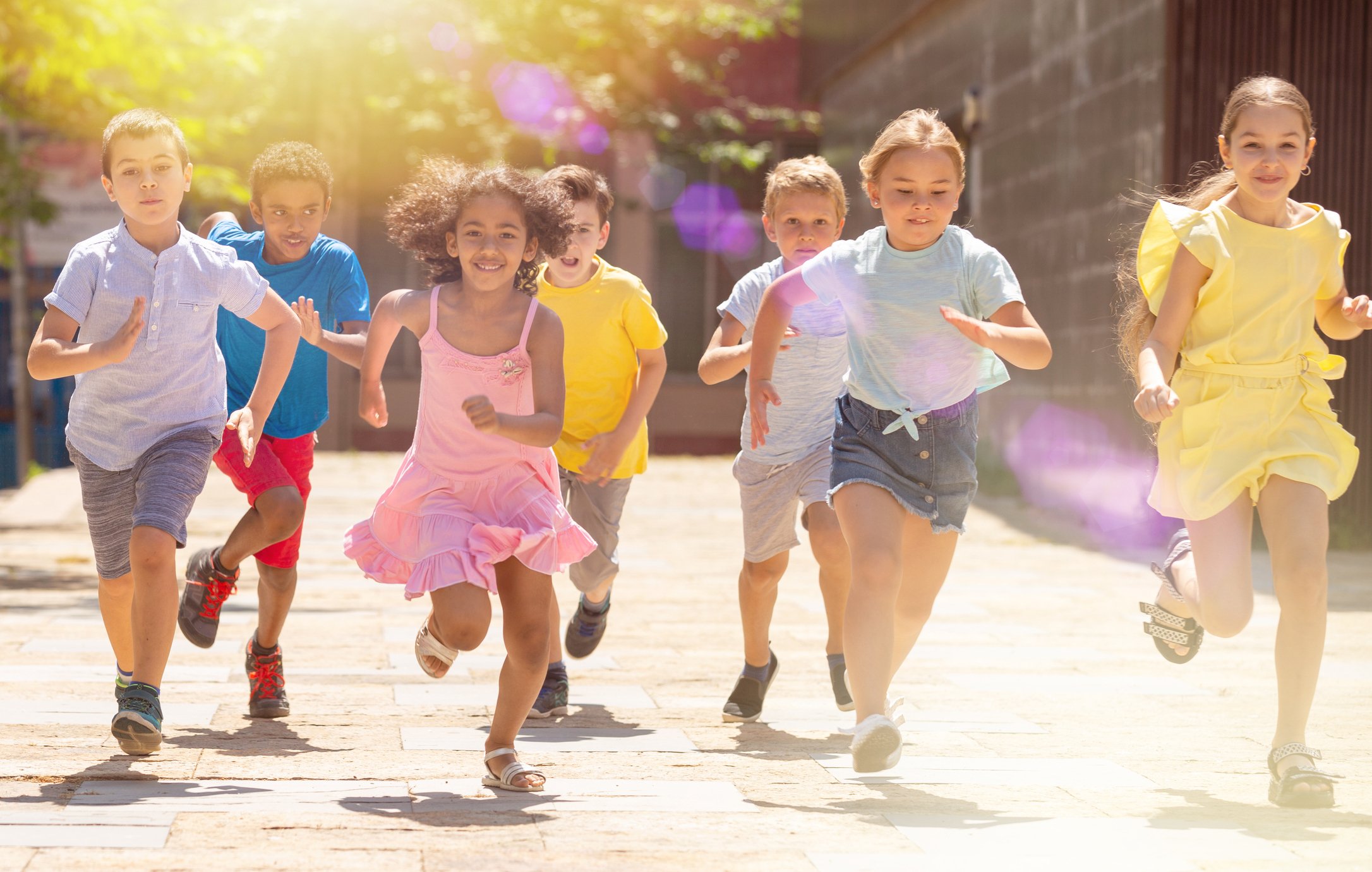 Children running outside
