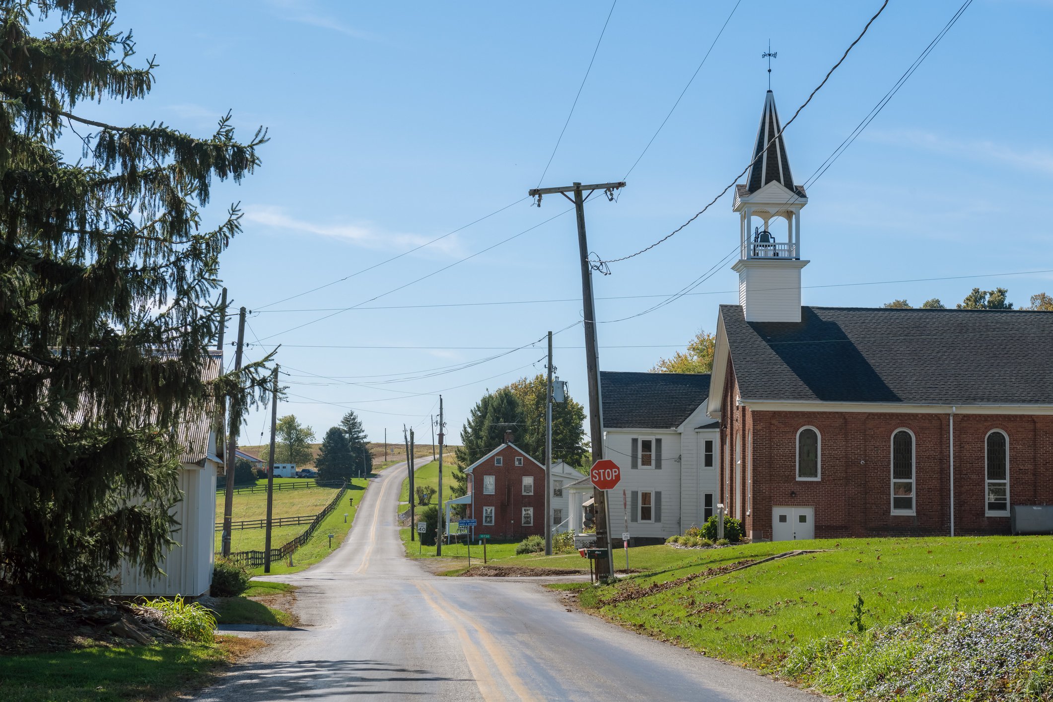 Church in small town off main road