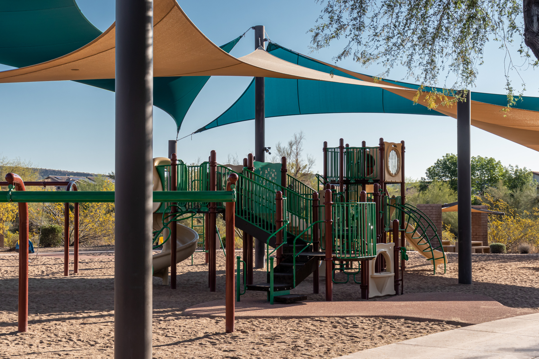 Playground with shade structure