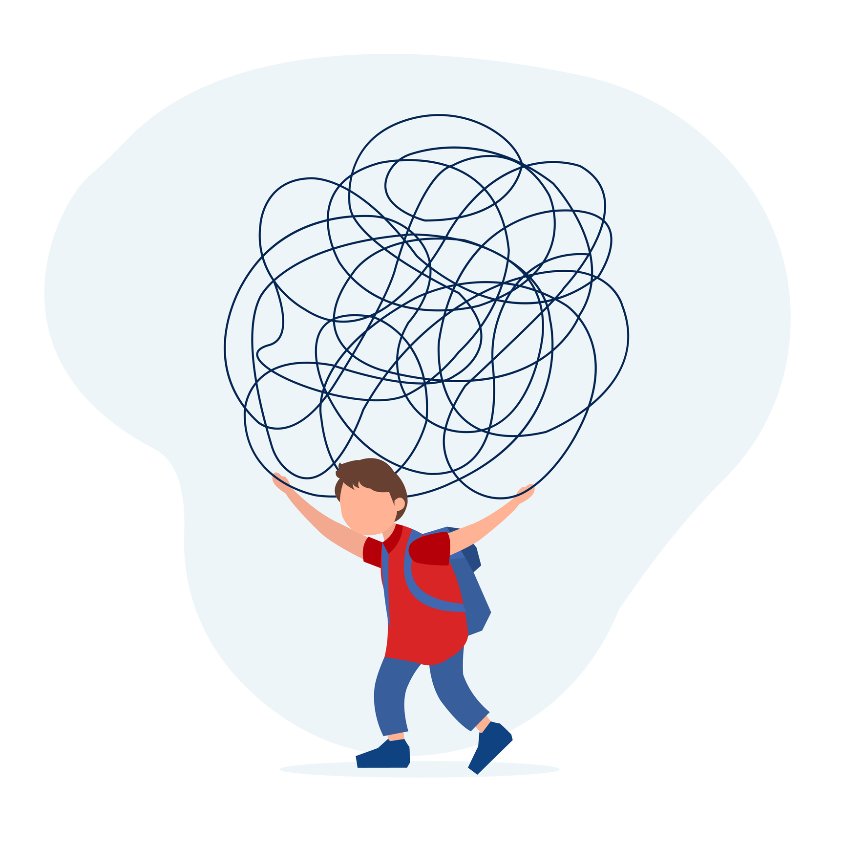 Illustration of a little boys mental load